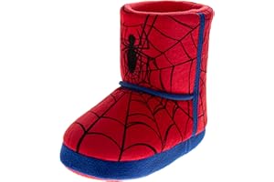 Marvel Spiderman Slipper Boots for Boys - The Amazing Spidey House Shoes Indoor Cozy Plush Slippers (sizes: 5-10 Toddlers / 11-12 Little Kids)