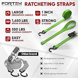 FORTEM Ratchet Straps, 1650lb Break Strength, 4