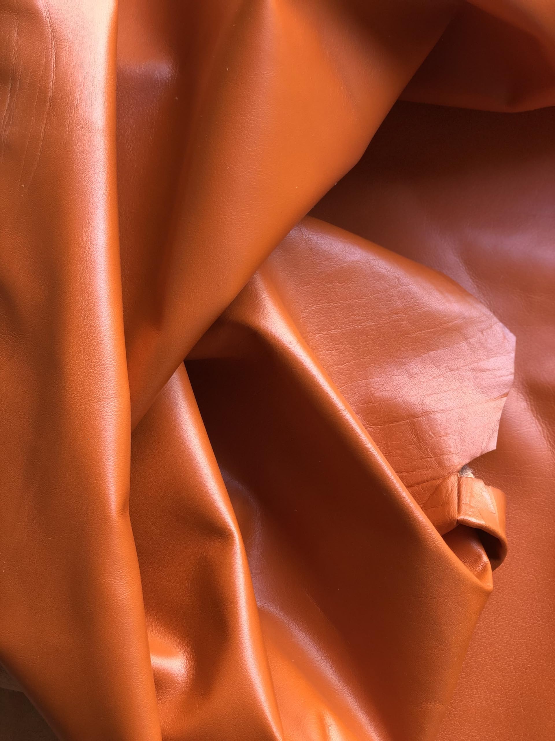 Cow Genuine Orange Leather Side Premium Quality Full Grain Half Hide Import AA Grade Upholstery Leather Fabric (15-18 sq.ft)