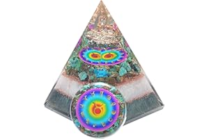 EVER VIBES Horoscope Orgone Pyramid & Palm Stone Set, Healing Crystal Taurus Zodiac Sign Gift Set Made of Pyrite & Crysocolla for Self-Expression and Truth