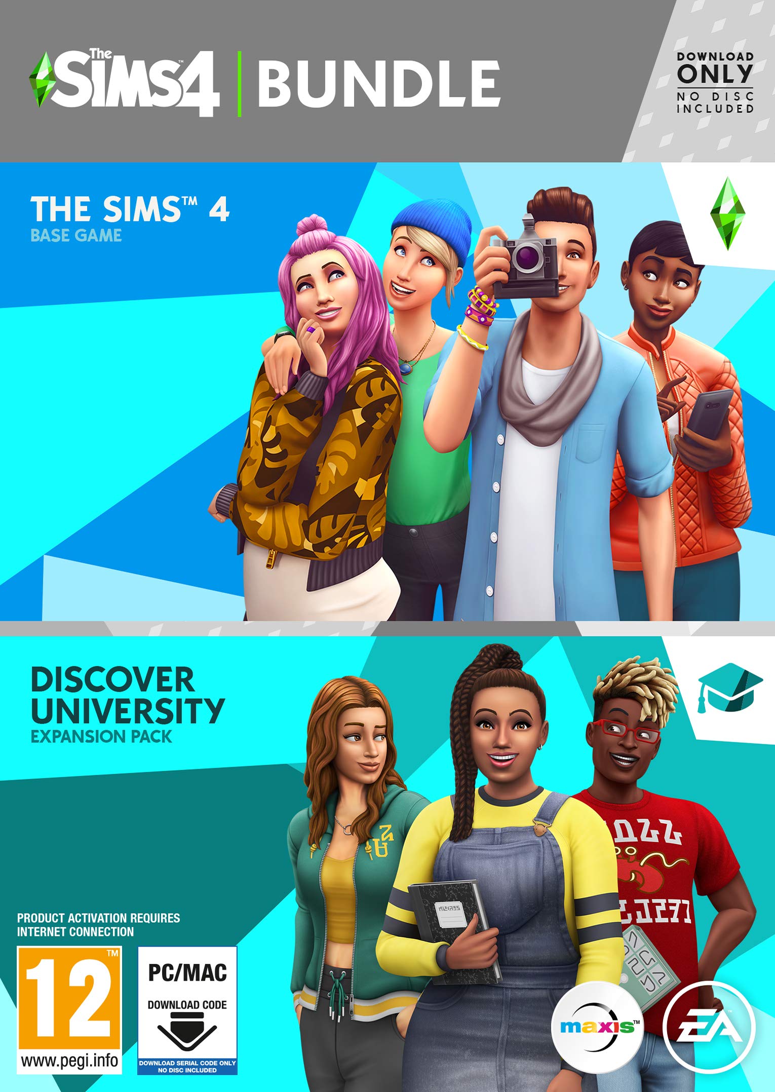 The Sims 4 + Discover University (EP8) Bundle PCWin | Code In A Box | Video Game | English