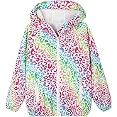 Ghteas Toddler Girls Jacket Lightweight Hooded Windbreaker Kids Water-Resistant Light Rain Jacket Print Outwear 4-10Y