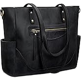 S-ZONE Genuine Leather Tote Bag for Women Large Shoulder Purses Work Handbags with Crossbody Strap Vintage