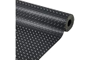 4x10 ft Garage Floor Mat, 2.8mm Thickened PVC Diamond Plate Flooring Roll, Non-Slip Protector Mat with Double-Sided Tape, Eas