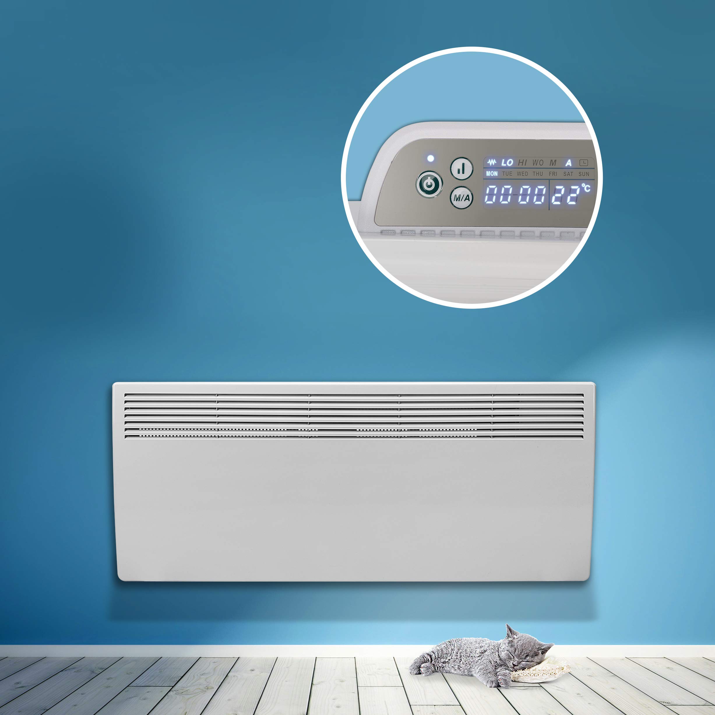 Buy Devola Eco Electric Panel Convector Heater, 24 Hour 7 Day Digital Timer  With Built In Thermostat, Domestic and Commercial Use, Frost Protection  (2400W, White) Online at desertcartKUWAIT