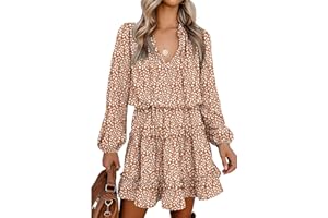 BTFBM Long Sleeve Fall Dresses for Women 2025 Summer Casual Tie Neck Ruffle Tiered A Line Wedding Guest Short Mini Dress
