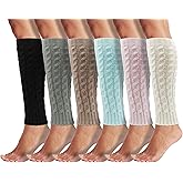 Leg Warmers for Women, 6 Pairs Knee High Cable Knit Warm Thermal Acrylic Winter Sleeve