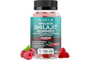 PLANT.O NUTRITION Shilajit Gummies for Men & Women | 5000mg Extra Stength Pure Himalayan Extract 100% Natural Raspberry Flavor | 85+ Trace Minerals & Fulvic Acid to Enhance Energy and Immune Support, 60 Ct
