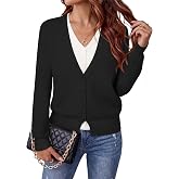 Furnex Cardigan Sweaters for Women Long Sleeve Button Knit Tops 2026 | Color Block 2 in 1 Fake Layer, Layering Essential Cardigan, Long Sleeve Button Front Sweater, Womens Fall Fashion Outfits