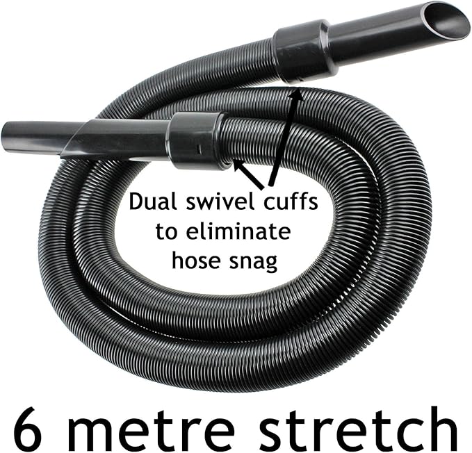 SPARES2GO 6 Metre Universal 32mm Vacuum Cleaner Extension Pipe Hose Kit (6m Hose + Tool Adaptor