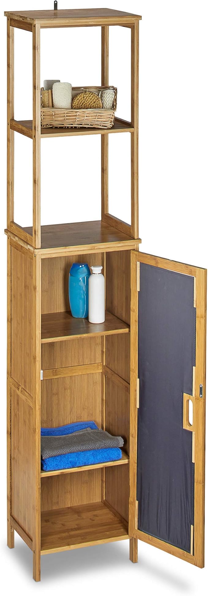 Relaxdays Bamboo 170 x 33.5 x 28 cm Cupboard with 6 Shelves