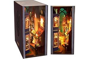 welltop Book Nook Kit, DIY Miniature House Dollhouse Kit with Dust Cover for Adult and Teens, 3D Wooden Puzzle Decorative Boo