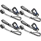 Secure Tite Ratchet Straps 4 Pack, Ratcheting Tie Down Straps with Hooks - 1-1/4” x 16’ Truck Tie Down Straps – Vinyl Double J-Hooks, 1000 lbs. Working Load Limit, 3000 lbs. Break Strength