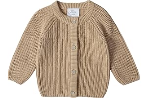 Stellou & friends 100% Cotton Chunky Ribbed Knitted Cardigan for Boys & Girls Ages 0-6 Years