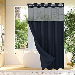 Gibelle No Hook Waffle Weave Shower Curtain with