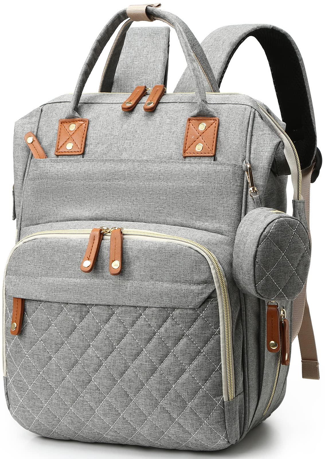 LIMHOO Diaper Bag Backpack Multifunction Travel Bag with USB Charging Port (Gray)