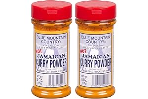 Blue Mountain Country Jamaican Curry Powder Hot – 6 oz Shaker Bottle | Authentic Spicy West Indian Curry Blend for Meat, Seafood, Vegetables & More [Pack of 2]