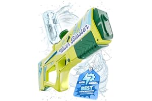 FUN KIWI Ultimate Fun Hybrid Manual/Electric Water Gun for Adults and Kids 6+, 32ft Long Range Automatic Electric WaterGun, Auto Suction Squirt Gun, Powerful Water Blaster Pistol, Perfect Cool Summer Gun Toy