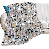 Dogs Pattern Throw Blanket Grey Dogs Decor Blanket Super Cozy Plush Lightweight Soft Plush Flannel Fleece Blanket Gifts for Dog Lovers Girls Boys Kids Women Men for Sofa Bed Couch 40"X50"