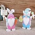 Easter Decorations for The Home, 2 pcs Easter Bunny Shape Gnome Freestanding Wooden Table Centerpiece Signs Easter Gnomes for Tabletop Home Tiered Tray Decor Farmhouse for Easter Gifts