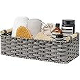 GRANNY SAYS Wicker Baskets for Storage, Wicker Baskets for Shelves, Waterproof Toilet Tank Topper, Toilet Paper Basket for Back of Toilet, Gray