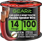 GearIT 2x2.5mm² Speaker Cable 30.48 m 100 ft 14 AWG CCA Black Red