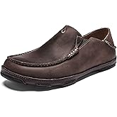 OLUKAI Moloa Men's Premium Leather Shoes, Easy Slip On & Off Design, Casual & Versatile Loafer, Drop-in Heel & Enhanced Traction