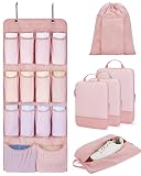 BAGSMART Hanging Compression Packing Cubes for Closet Organizers And Storage, 6 Set Suitcase Organizer Bags Set, Cruise Travel Essentials for Women, Baby Pink