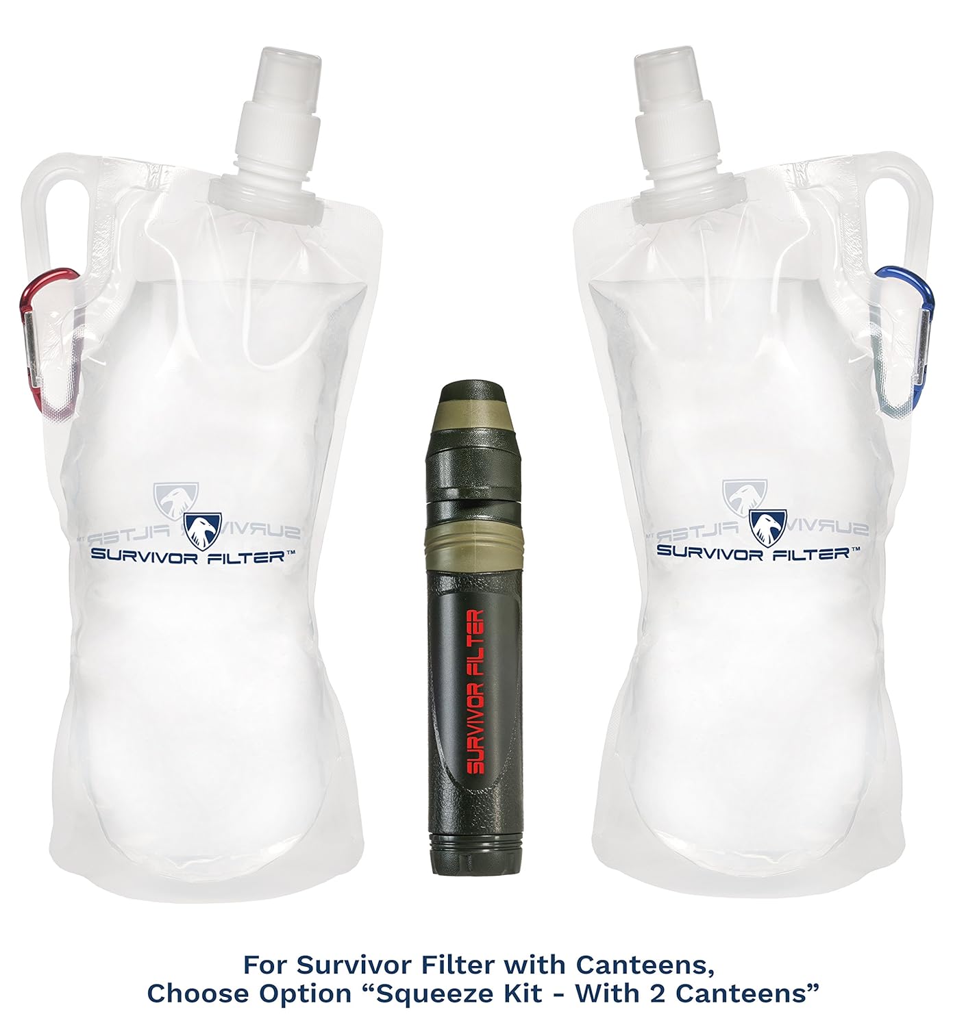 Survivor Filter Squeeze Water Filter Kit 2 Canteen - Collapsible Water Bottles: Industrial & Scientific