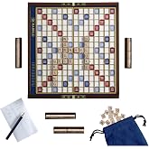 WS Game Company Scrabble Deluxe Travel Edition Compact Wood Board Game Set | Portable Folding Case Opens to 9.8 x 9.2 Inches, Raised Tile Grid, Built-In Storage, Magnetic Closure, 2&ndash;4 Players, Ages 8+