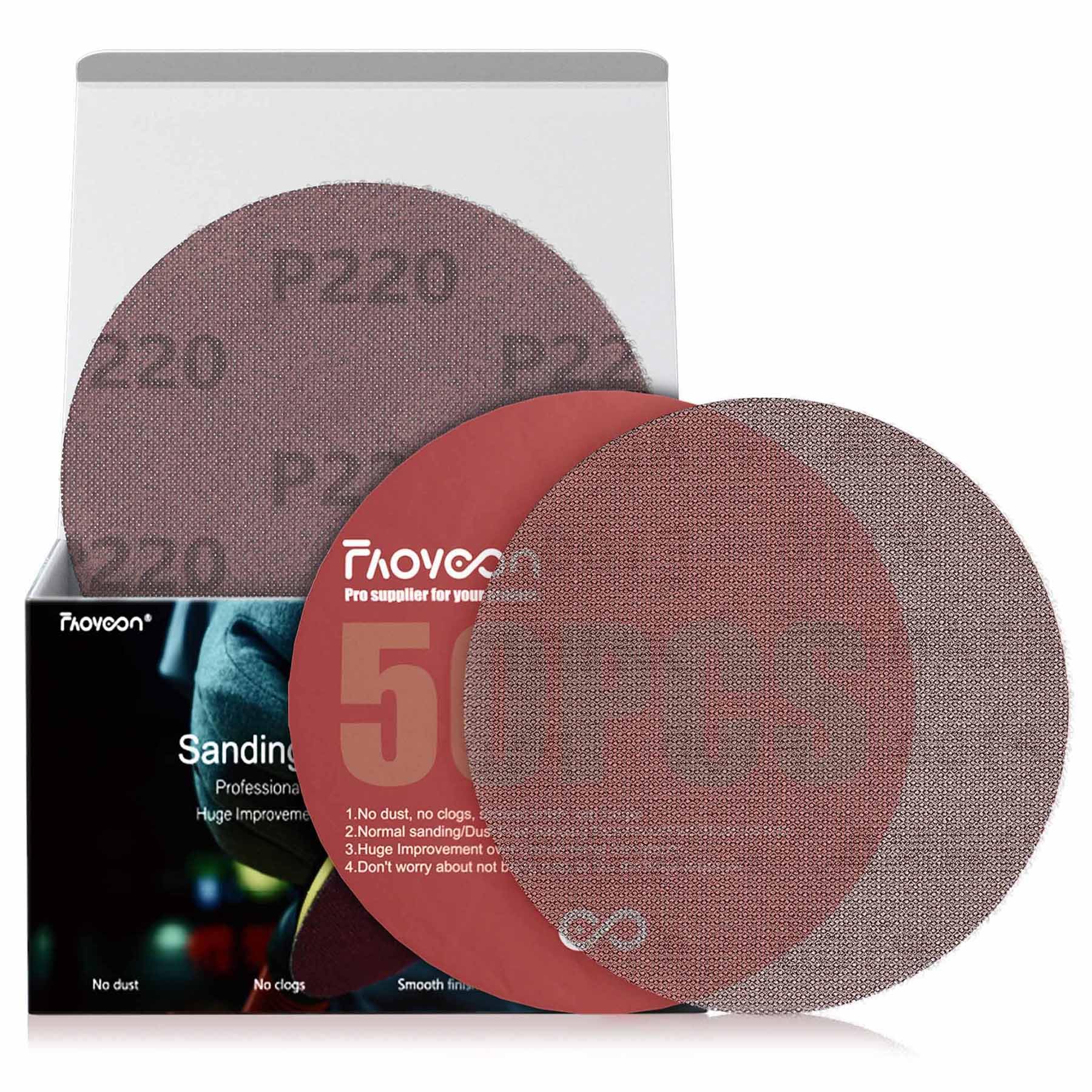Photo 1 of Faoyoon 6 Inch Sanding Mesh | Micro Mesh Hook and Loop Sanding Discs | Dust Free Net Sandpaper | 50 Pack 220 Grit | Wet and Dry Sanding Screen | Anti-Clog and Last Longer