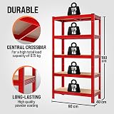 Monzana 5 Tier Heavy Duty Garage Shelving Unit Red Galvanised Steel Storage view 2