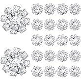 Sibba Rhinestone Embellishments 20 PCS Silver 12mm Crystal Flower Flatback Rhinestone Buttons for DIY Jewelry Making Wedding Crafts Clothing Decorations Bridal Bouquets and Hair Accessories