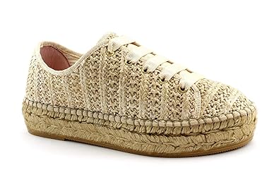 Macarena PATRI86 beige Taupe Schuhe Frau Espadrilles schnürsenkel plattform