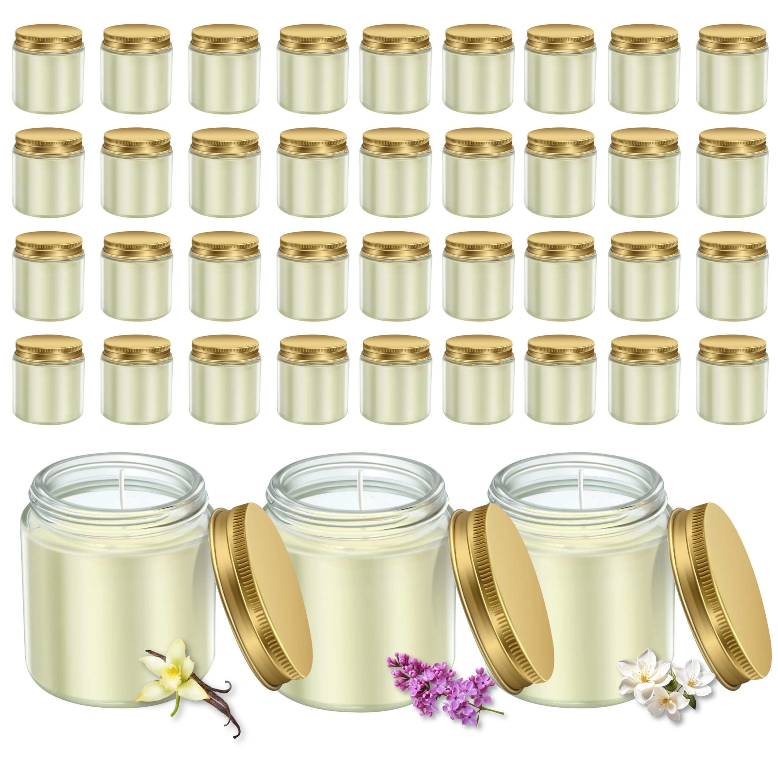 Photo 1 of ACITHGL 36 Pcs 4oz Mini Mason Jar Candles Small Scented Candles Bulk Aromatherapy Ideal Souvenir Favors for Wedding Birthday Party (Vanilla, Lilac, Gardenia, Gold)