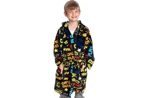 MAD DOG CONCEPTS Mad Dog Fleece Kids Robe, Hooded Long Bathrobe, Plush Boys Girls Children & Toddlers Bath robes for Indoor Activities