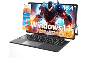 jumper 2 in 1 Laptop/Tablet, 15.4 inch Laptop Computer with IPS FHD Touchscreen, 4-Core N150, 1 Year Office 365, 16GB DDR5 RAM 512GB SSD, 100% sRGB, 72% NTSC, WiFi6, BT5.2, Windows 11 Laptop