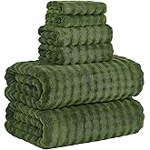 KBY Bath Towels Set 6 Piece 40x80 Inches,2 Extra Large Bath Sheets 2 Hand Towels 2 Washcloths,Highly Absorbent Quick Dry Microfiber,Ultra Soft Towel Set for Bathroom,Spa,Gym, Hotel (Olive Green)