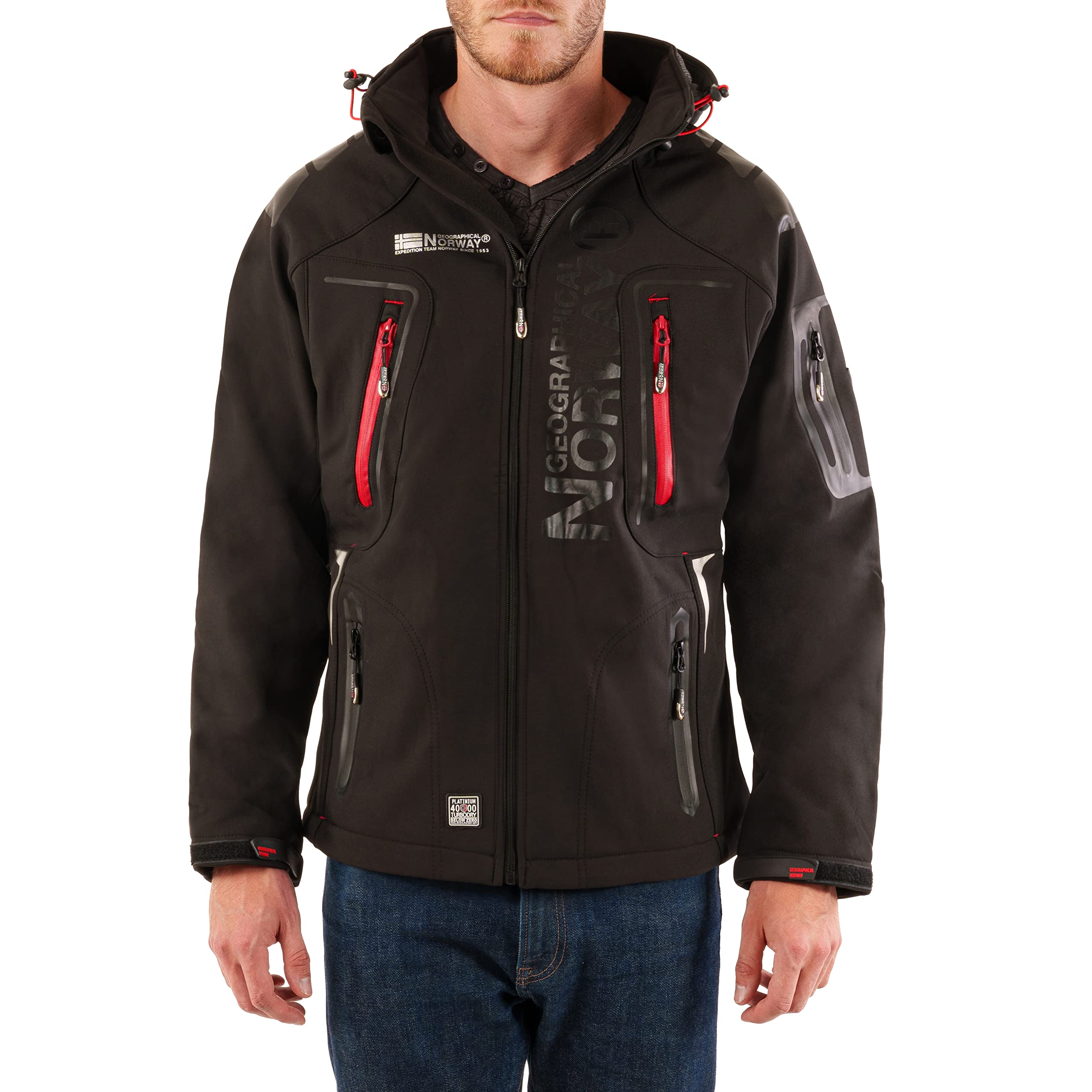 Geographical Norway Men's Softshell Functional Outdoor Jacket Water-Resistant - Black, L