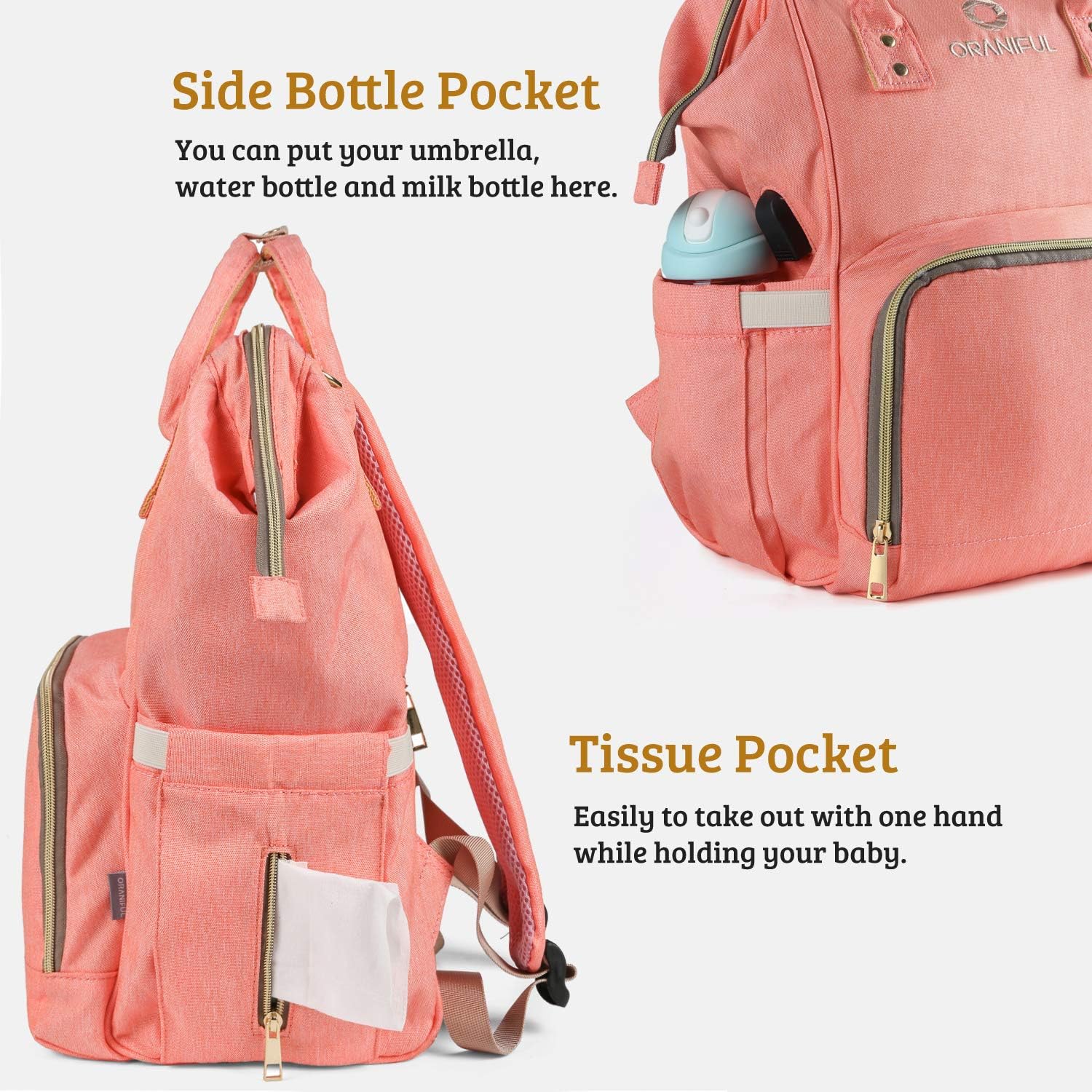 oraniful diaper bag