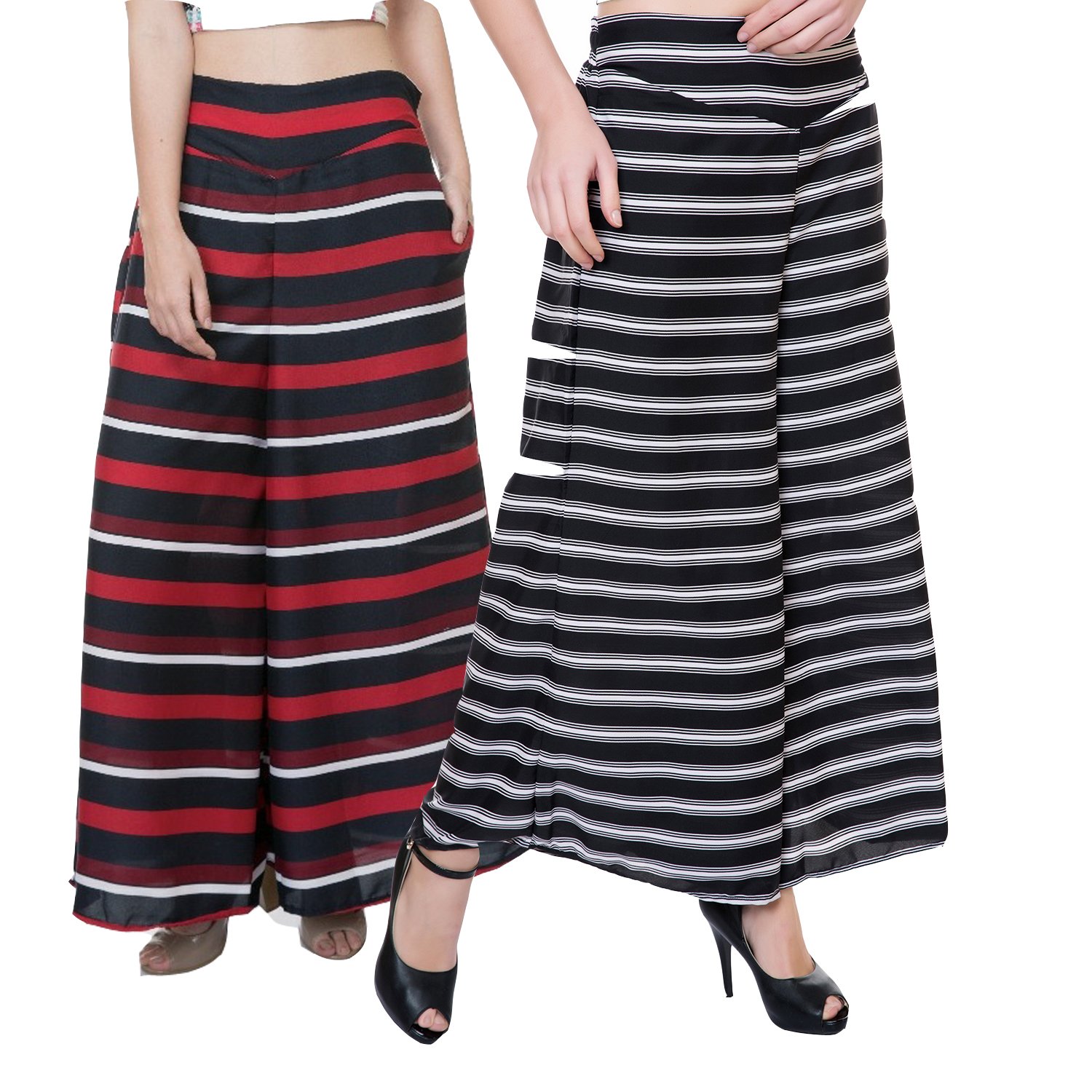 tashi printed poly crepe stylish plazzo for women pack of 2