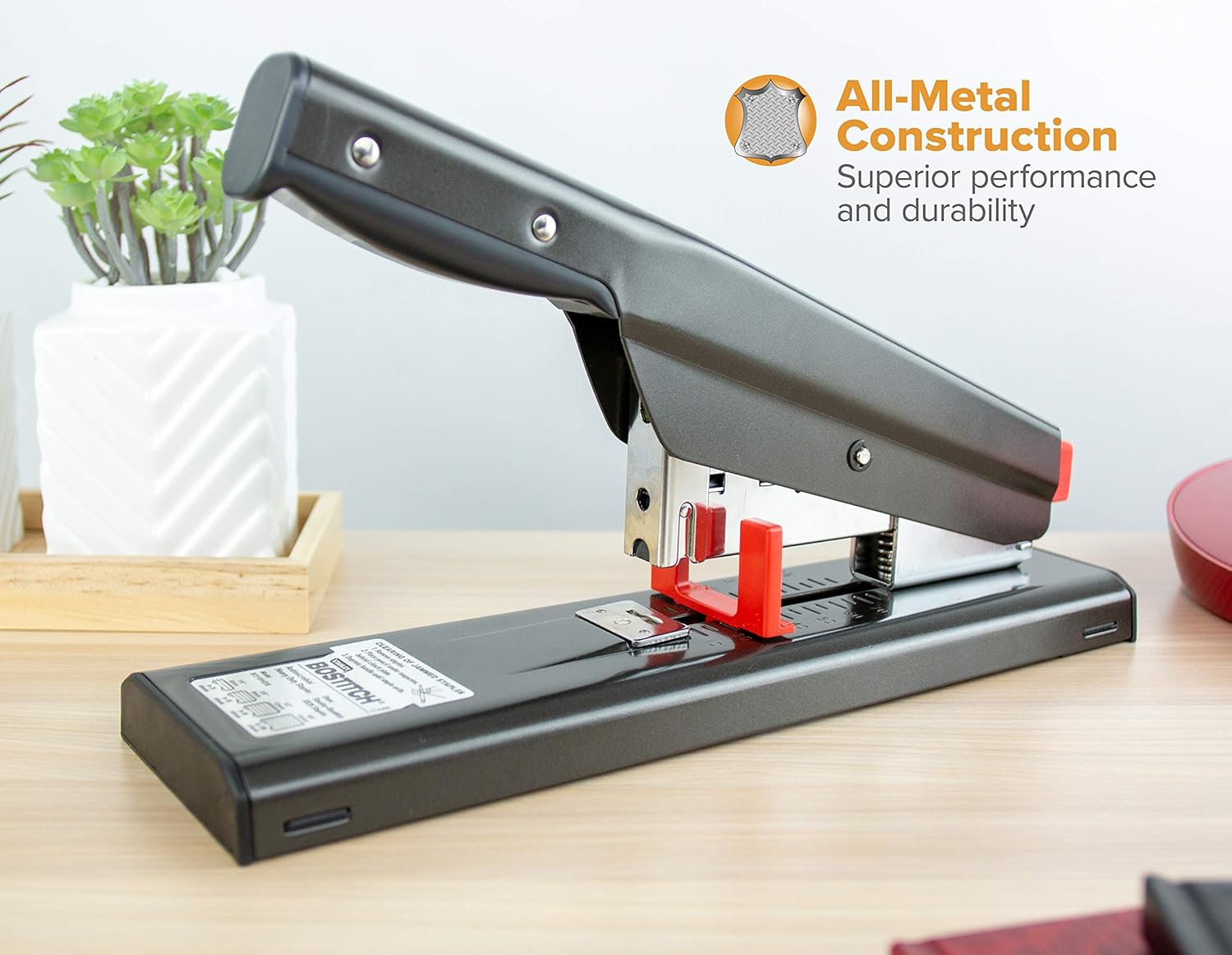 Bostitch Antimicrobial 130 Sheet Heavy Duty Stapler, Black (B310HDS) : Heavy Duty Desk Staplers : Office Products