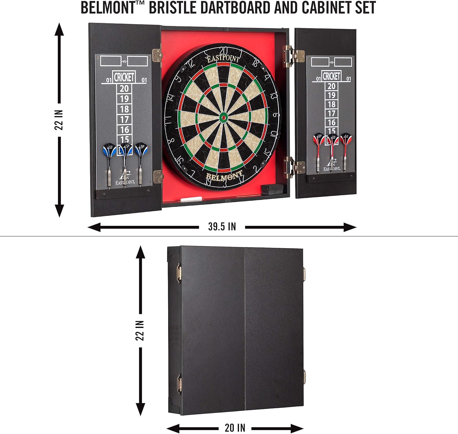 EastPoint Sports Belmont Bristle Dartboard and Cabinet Set - Features Easy Assembly - Complete with All Accessories : Sports & Outdoors