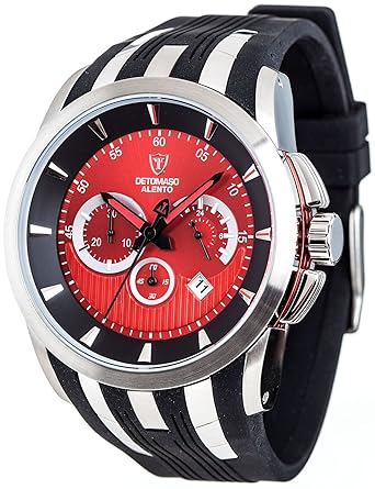 DETOMASO Mens DT2036-C ALENTO XXL Chronograph Trend rot/Schwarz Analog Display Japanese Quartz Black Watch