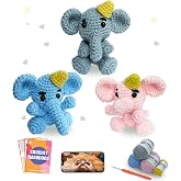 PAITIN Crochet Starter Kit &ndash; Easy DIY Craft Set for Adult Beginners, Handmade Yarn Art Project with Video Guidance (Elephant)