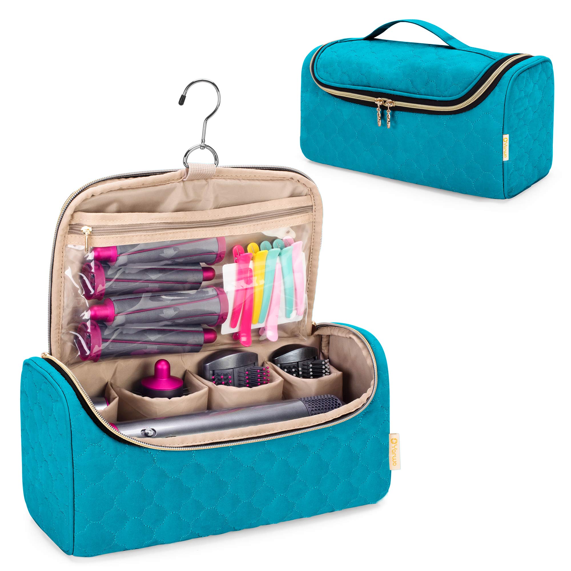 Yarwo Travel Organsier Bag Compatible with Dyson Airwrap Styler Complete, Portable Travel Storage Case for Airwrap Styler and Attachments, Teal(Patent Pending)