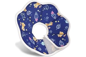 CATPRO Cat Cone Collar Soft Cat Recovery Collar, Adjustable Lightweight Elizabethan Collar to Stop Licking Scratching After Surgery, Protective Wound Healing for Cat and Puppy -Starry Sky Yellow