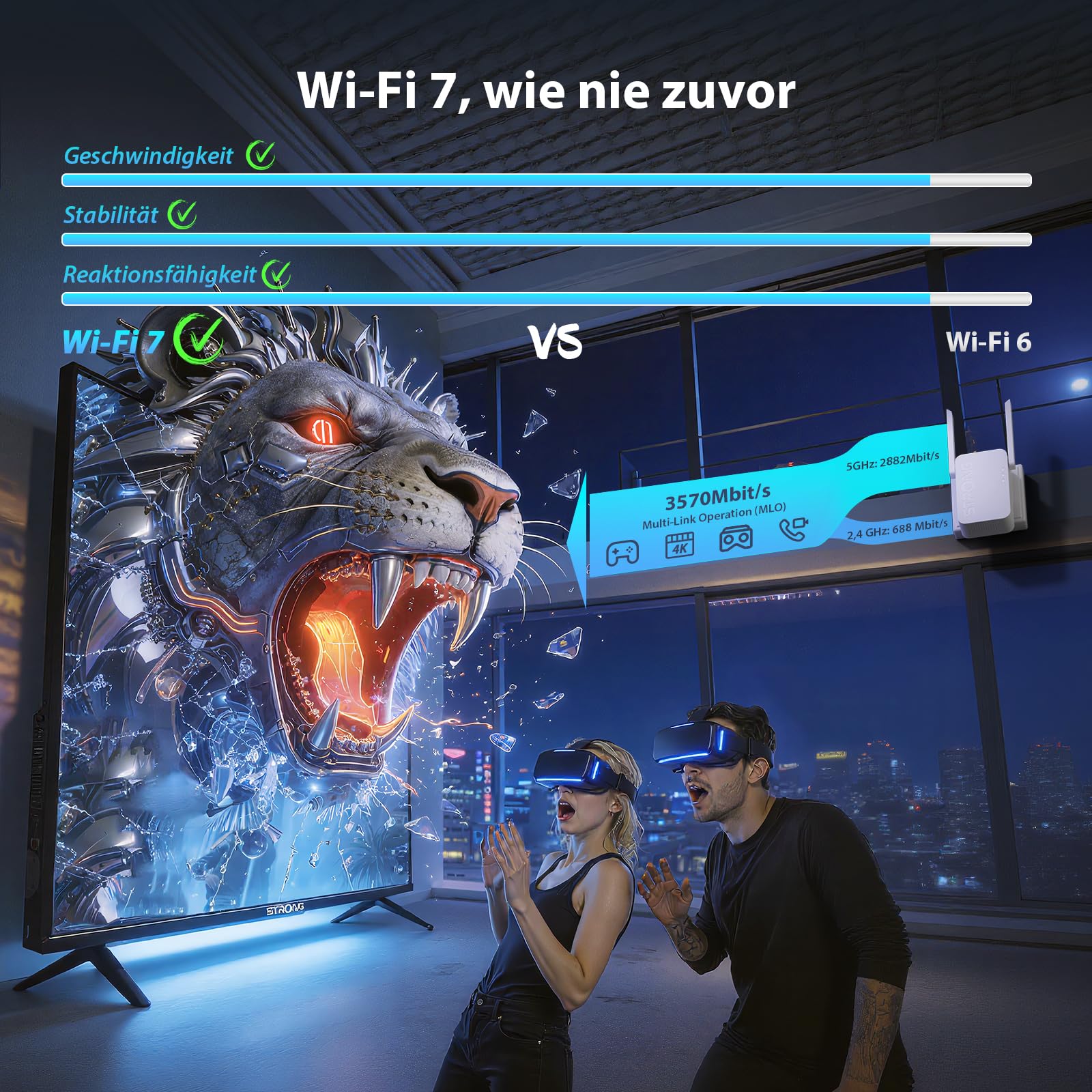 STRONG WLAN Verstärker BE3600 Mbit/s Wi-Fi 7, Dual Band Repeater 3