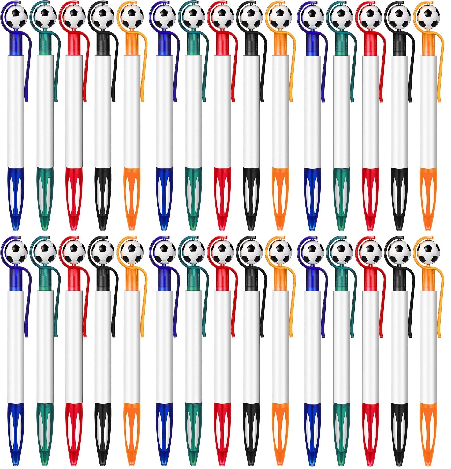 KAHEIGN 30Pcs Football Shape Ballpoint Pen, 14CM Retractable Black Ink Pens 1.0 mm Fine Point Football Pens Soft Grip Writing Pens for School Office Football Party Supplies (5 Colors)