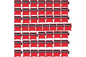 LSIKA-Z Pack of 50pcs CPR Keychain Ring Emergency Kit CPR Face Shields Mask for First Aid or CPR Training (Red-50)